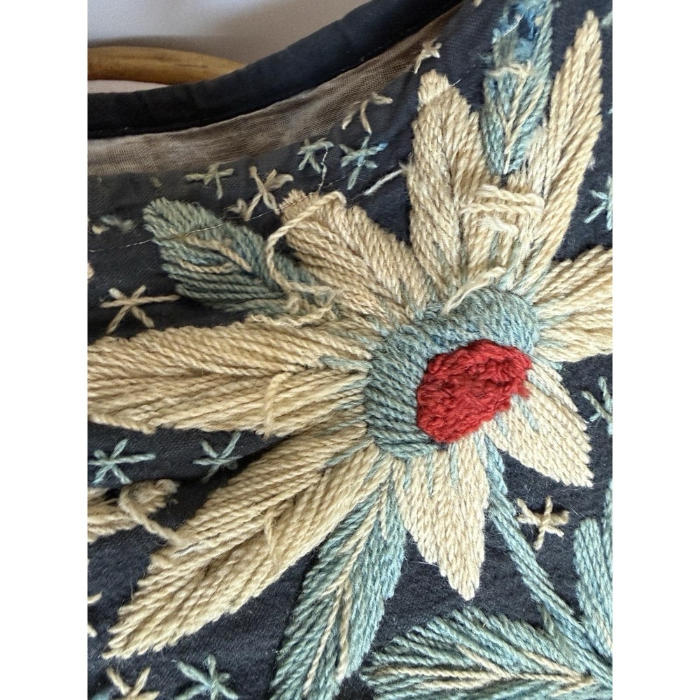 Portugal Embroidered Straw Basket Purse Woven Handle Floral Folk Art Boho VTG - Picture 4 of 15